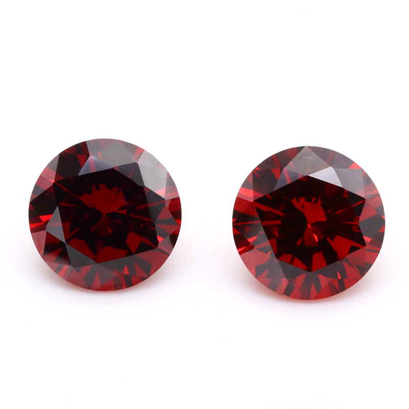 Garnet Red Cubic Zirconia Round Section Matching Stone