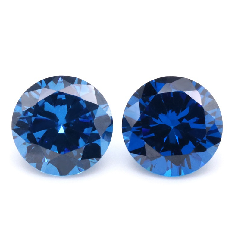 3EX 3A Blue Round Cut Cubic Zirconia