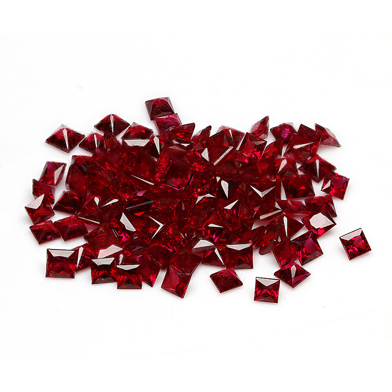 Manufacturers Wholesale Artificial High-quality Ruby 1.5-2.5mm Square Pigeon Blood Ruby