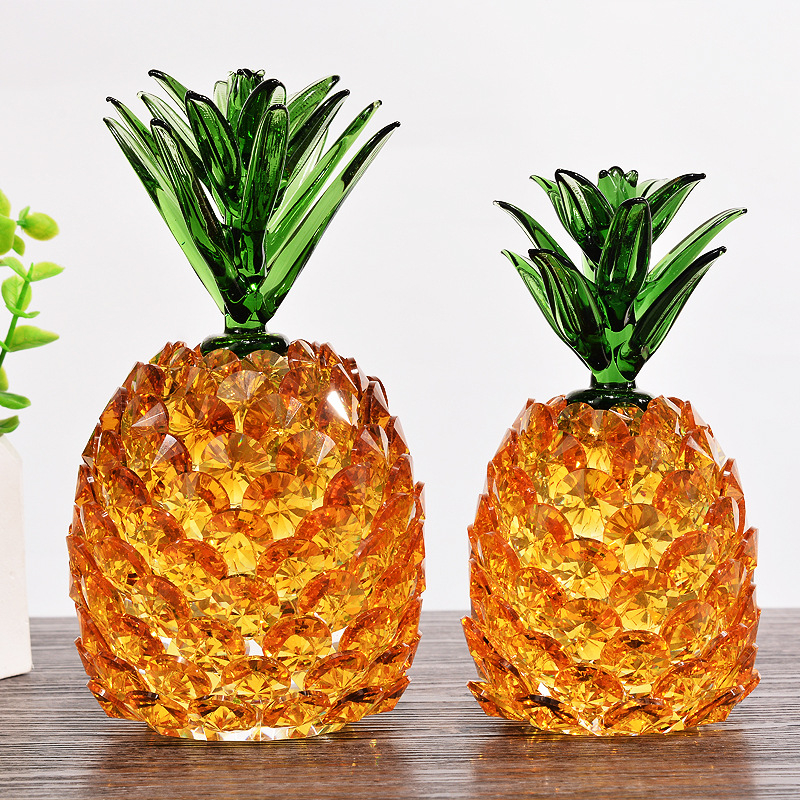 Home Decoration Crystal Ornaments Ruyi Pineapple Porch Wine Cabinet Artificial Crystal Ornaments Gift Wholesale