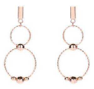 Double RING 925 Sterling Silver Gold Plated Women's Earrings