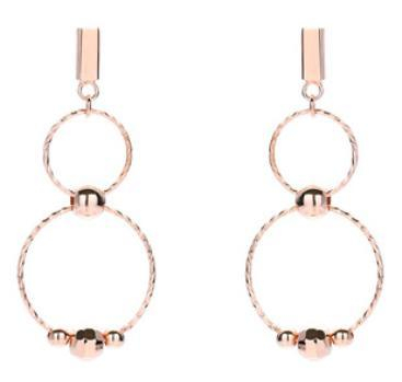 Double RING 925 Sterling Silver Gold Plated Women's Earrings