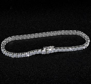 925 Sterling Silver 2-5mm round mosan stone tennis women's Bracelet