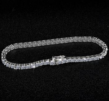 925 Sterling Silver 2-5mm round mosan stone tennis women's Bracelet