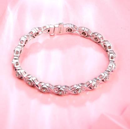 925 Sterling Silver 18K Tennis Women's Mosan Stone Bracelet Charm Bracelet