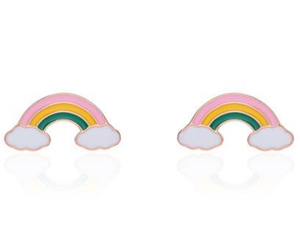 Gorgeous Rainbow 925 Sterling Silver Gold-plated Cute Earrings