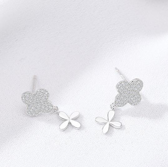 Clover 925 Sterling Silver Plated Women's Earrings