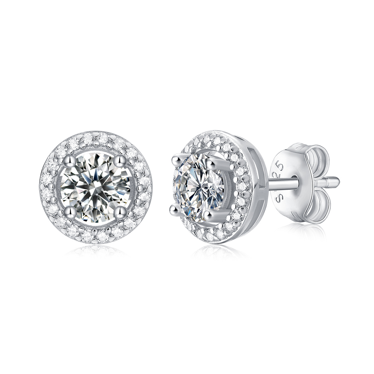 Classic Round 925 Sterling Silver Gold Plated Elegant Earrings