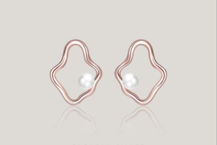 Irregular Wave 925 Sterling Silver Plated Women's Pearl Earrings