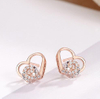 Waves in The Heart 925 Sterling Silver Plated Women's Cute Earrings