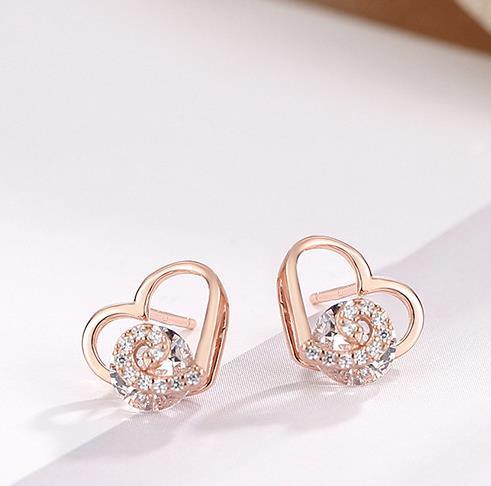 Waves in The Heart 925 Sterling Silver Plated Women's Cute Earrings