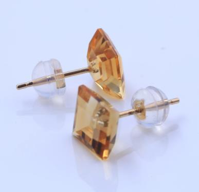 Square Champagne Transparent Earrings 925 Sterling Silver Gold Plated Earrings