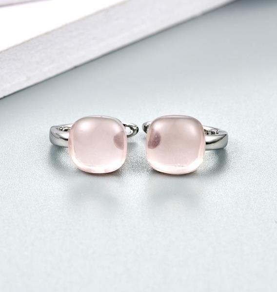 Light Pink Crystal 925 Sterling Silver Plated Fashion Earrings