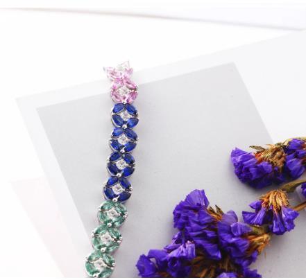 Spring New Petal Gem 925 Sterling Silver Fashion Bracelet