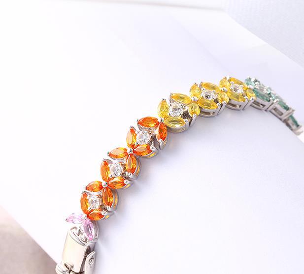 Spring New Petal Gem 925 Sterling Silver Fashion Bracelet