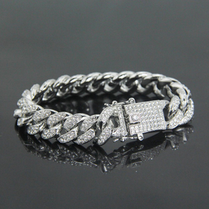 Fashion Hip Hop Jewelry 12mm Thick Micro Shop Shiny Zircon Cuban Men's Bracelet