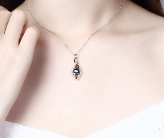 Blue Sapphire Pendant Necklace for Women Real 925 Sterling Silver Jewelry Fine Fashion Jewellery Gifts