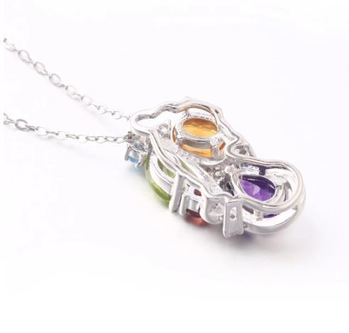 Sterling Silver Pendants Jewelry 925 Colorful Stone