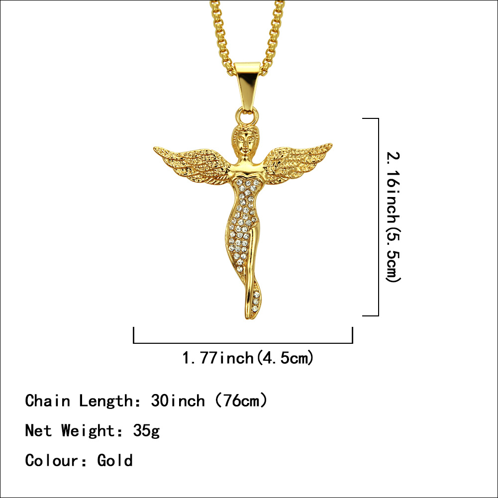 Custom Gold Stainless Steel Angle Chain Necklace Jewelry