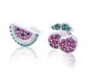 Lovely Fruit Earrings 925 Sterling Silver Gold-plated Gem Earrings