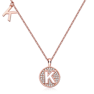 Alphabetic series K Lovely Rose Gold Necklace