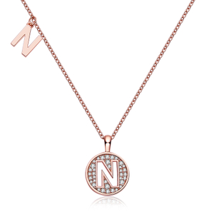 Alphabetic series N Lovely Rose Gold Necklace