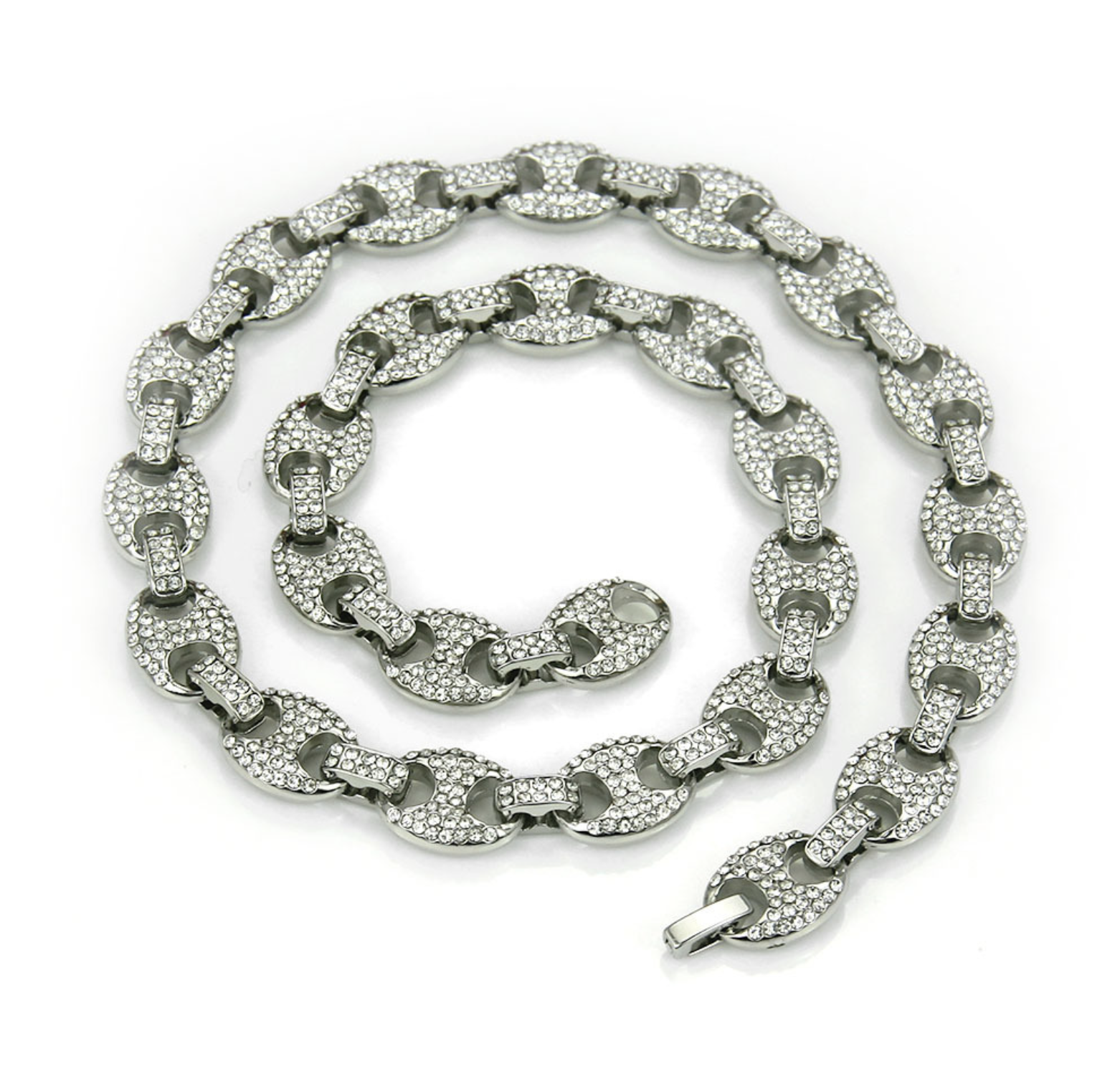 Hip Hop Silver Plated Three Short One Long Cuban Link