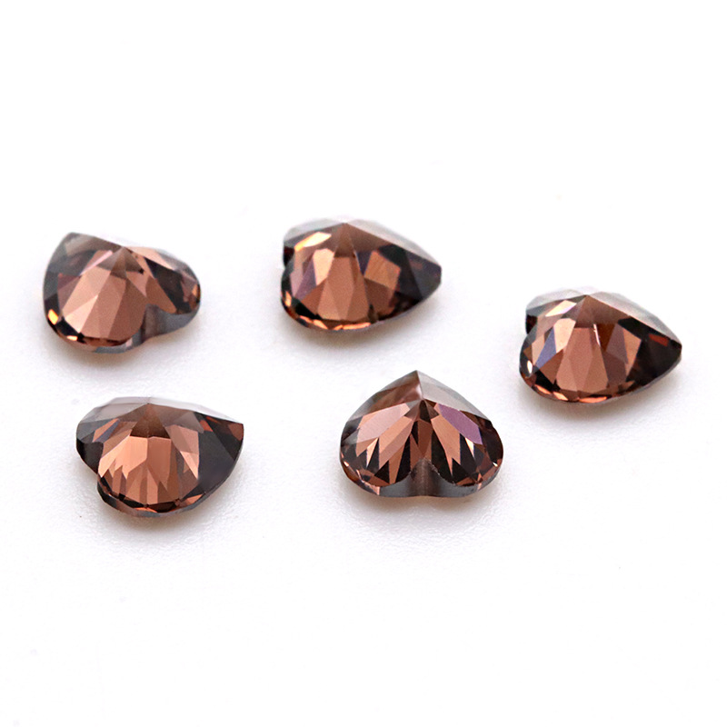 Manufacturer Wholesale 3A Heart-shaped Coffee Colored Cubic Zirconia