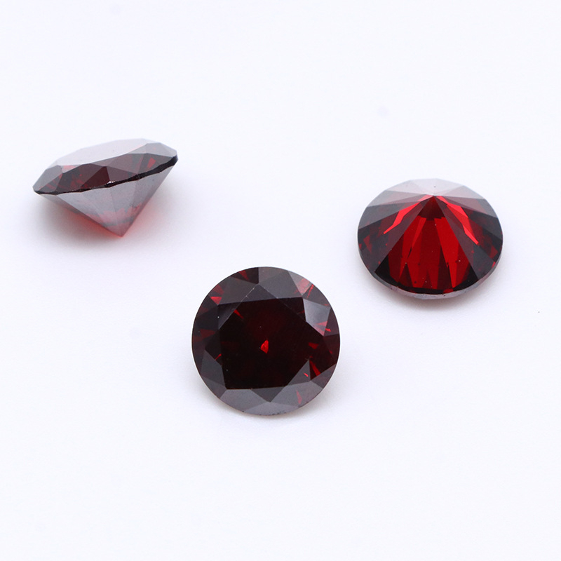 Garnet Red Cubic Zirconia Round Section Matching Stone