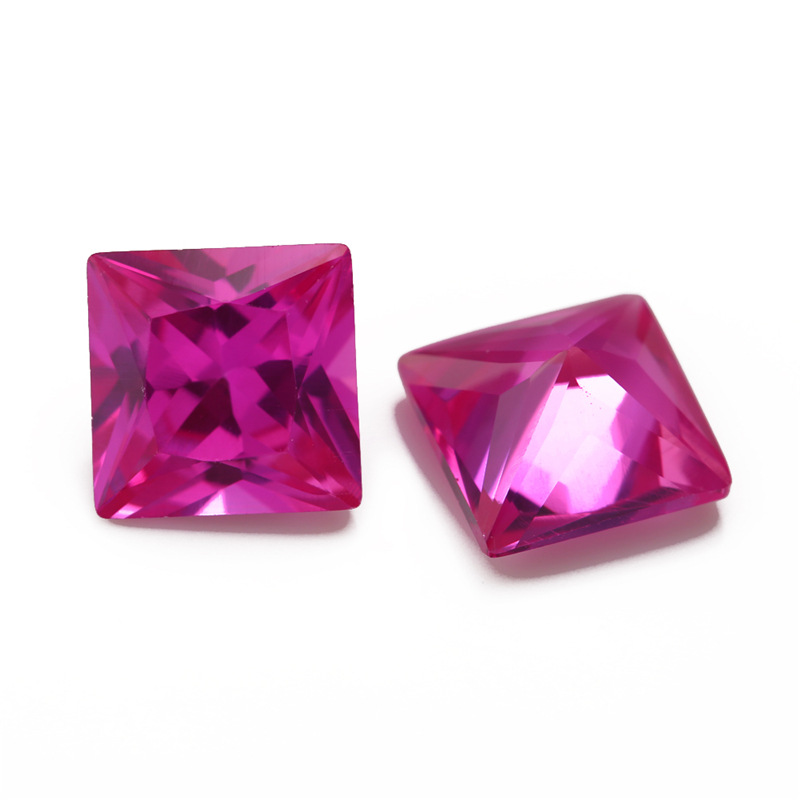 3# Princess Ruby Synthetic Ruby Square Right Angle Pointed Bare Stone