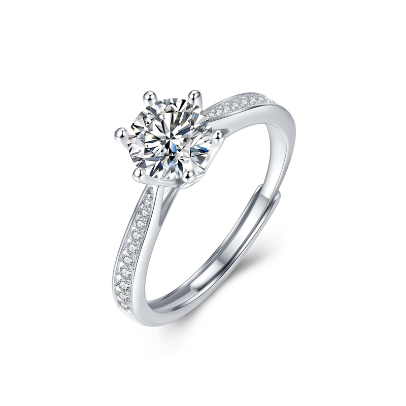 Exquisite 14k White Gold Plated 925 Sterling Silver Moissanite Ring