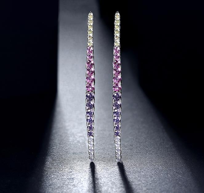 Colorful Zircon Silver Earrings Women's Exquisite Jewelry