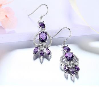 Women's Genuine 925 Sterling Silver Jewelry Wedding Engagement Exquisite Amethyst Fashion Jewelry