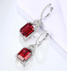 Red Ruby Real Sterling Silver Earring Women Charming Style Created Ruby Octagon Cut Wedding Jewelry Gifts