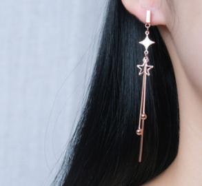 925 Sterling Silver Gold-plated Tassel Butterfly Earrings