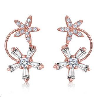 Vine Flower 925 Sterling Silver Gold-plated Cute Earrings