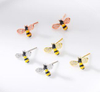 Cute Animal Series 925 Sterling Silver Gold-plated Honeybee Earrings