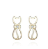 Elegant And Lovely Kitten 925 Sterling Silver Plated Women's Earrings