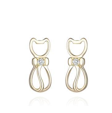 Elegant And Lovely Kitten 925 Sterling Silver Plated Women's Earrings