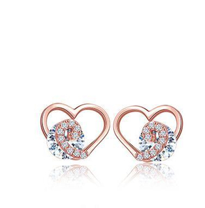 Waves in The Heart 925 Sterling Silver Plated Women's Cute Earrings