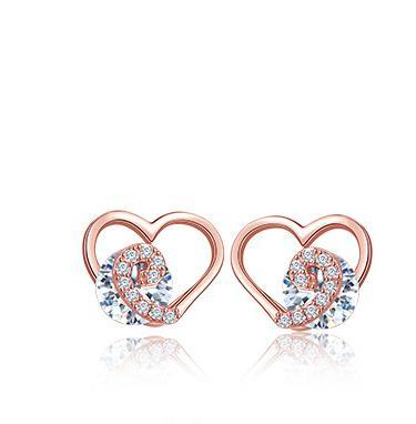 Waves in The Heart 925 Sterling Silver Plated Women's Cute Earrings