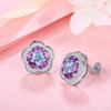 Purple Moissanite Flowers 925 Sterling Silver Plated Fashion Earrings