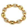 Fashion Gold Plated Cuban Chain Bracelet Shiny Crystal Rhinestone