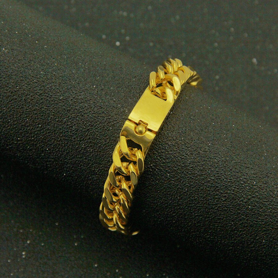 Hip Hop Rapper Overbearing Cuban Gold Bracelet Jewelry Exaggerated Bracelet Bracelet