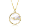 Source S925 Jewelry Sterling Silver Korean White Fritillaria Round Card Pendant Bird Necklace