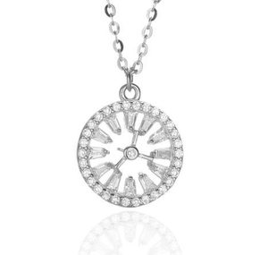 925 Sterling Silver European And American Simple Fashion Hollow Out Clock Necklace