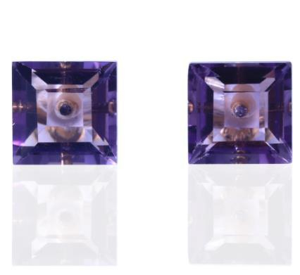 Square Purple Transparent Earrings 925 Sterling Silver Gold Plated Earrings