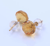 Champagne Flower Crystal 925 Sterling Silver Gold Plated Round Earrings