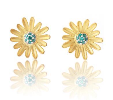 Flower Series Yellow Daisy 925 Sterling Silver Plated Fashion Earrings