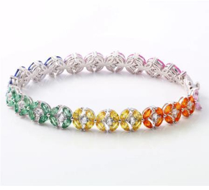 Spring New Petal Gem 925 Sterling Silver Fashion Bracelet